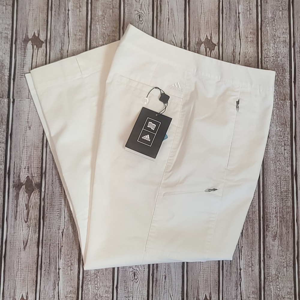 NWT Adidas Sz 8 White Cropped Golf Pants Novelty Straight Crop